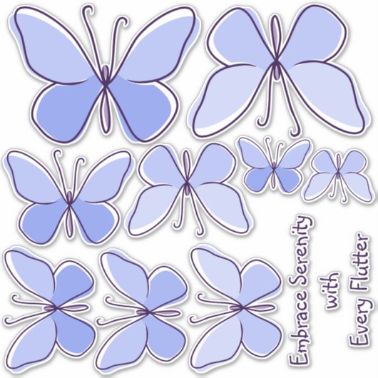 9 Lichtblauwe vlinders naar Creëer a Flutter Sticker (Voorkant)