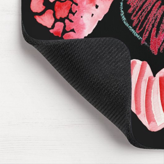 9 liefdesharten op Black Mousepad Muismat (Hoek)