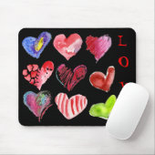 9 liefdesharten op Black Mousepad Muismat (Met muis)