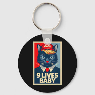 9 Lives Byby Schattigee Trump Cat Funny Trump 2024 Sleutelhanger