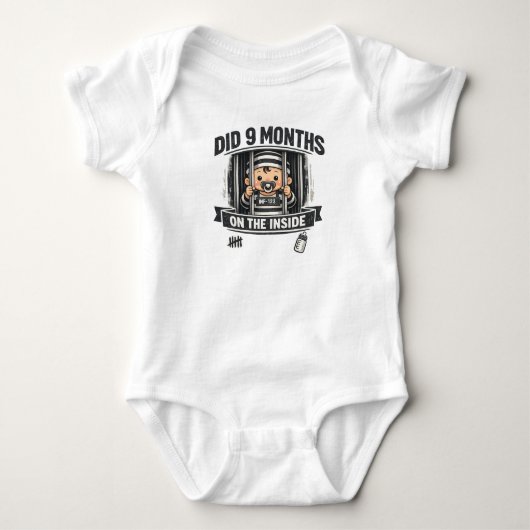 '9 Maanden Binnen Geweest' Grappig Baby Body Romper (Voorkant)