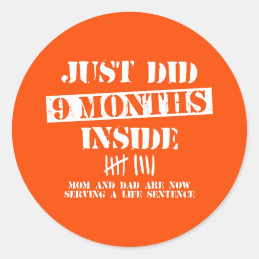 9 Maanden Binnen Ronde Sticker (Voorkant)