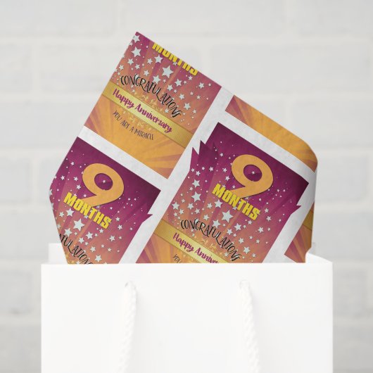 9 maanden herstel Jubileum vetgetal Tissuepapier (Cadeauzakje)