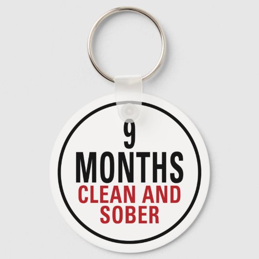 9 maanden Schone en Sober Sleutelhanger (Voorkant)