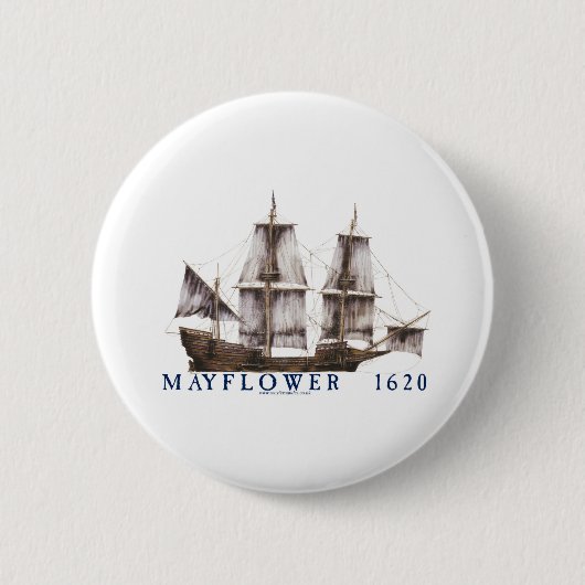 9 mayflower schip ronde button 5,7 cm (Voorkant)