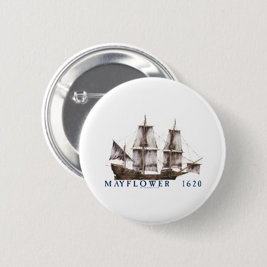 9 mayflower schip ronde button 5,7 cm (Voorkant /achterkant)