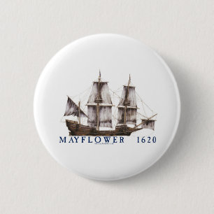 9 mayflower schip ronde button 5,7 cm