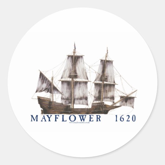9 mayflower schip ronde sticker (Voorkant)