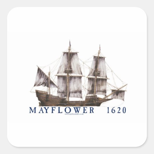 9 Mayflower schip Vierkante Sticker (Voorkant)