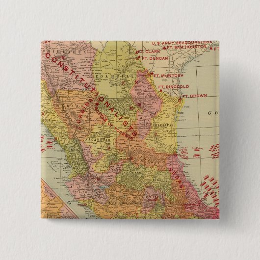 9 Mexico Vierkante Button 5,1 Cm (Voorkant)