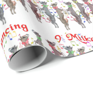 9-Milkers kerstcadeaupapier voor dansgeit Cadeaupapier