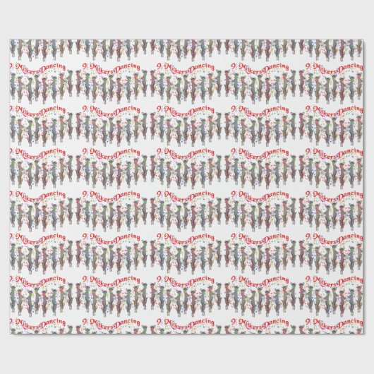 9-Milkers kerstcadeaupapier voor dansgeit Cadeaupapier (Vlak)