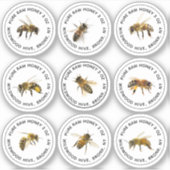9 Mini Honey Jar Labels met bijen 1,25 inch (Voorkant)