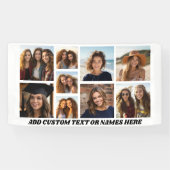 9 Minimalistisch fotocollage - zwart en wit raster Spandoek (Horizontaal)