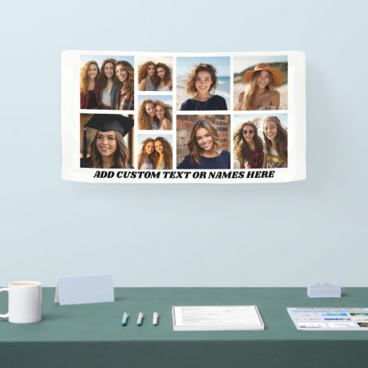 9 Minimalistisch fotocollage - zwart en wit raster Spandoek (Beurs)