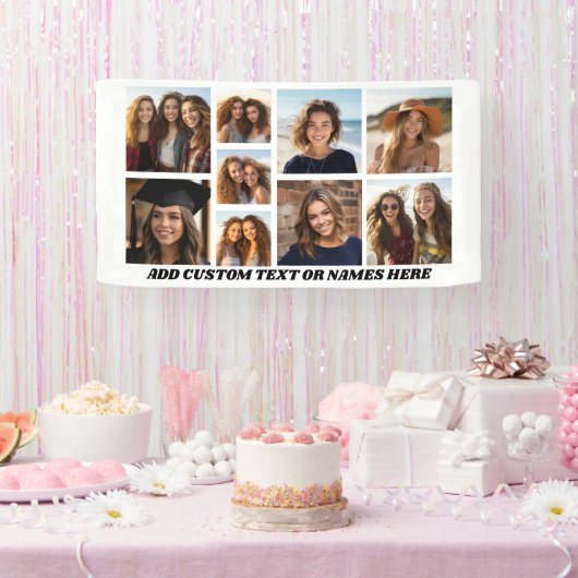 9 Minimalistisch fotocollage - zwart en wit raster Spandoek (Feest)