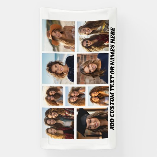 9 Minimalistisch fotocollage - zwart en wit raster Spandoek (Verticaal)