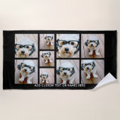 9 Minimalistisch fotocollage - zwart en wit raster Strandlaken (Voorkant)