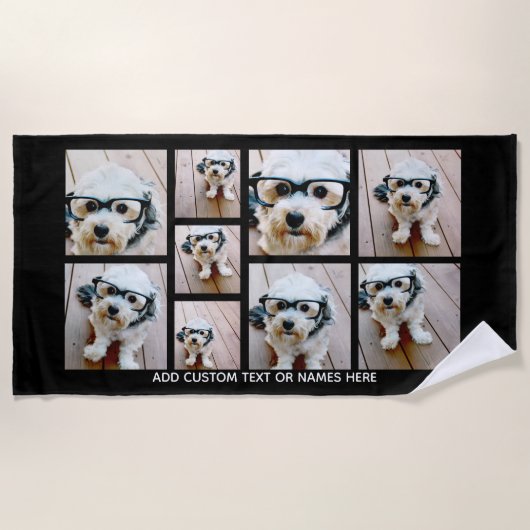 9 Minimalistisch fotocollage - zwart en wit raster Strandlaken (Voorkant)