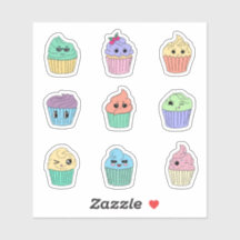 9 Mooie Pastel Kawaii Cupcake Stickers Vel