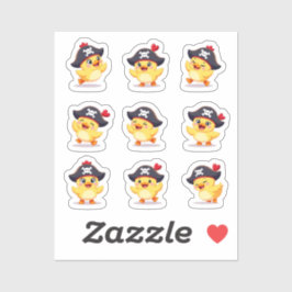 9 Mooie Piraat Eend Stickers Vel