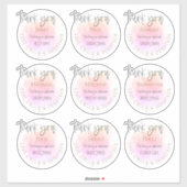 9 Namen Dank u Bericht Bruids Individueel Roze Sticker (Vel)