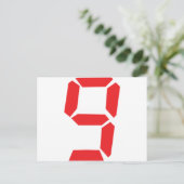 9 negen digitale wekker briefkaart (Staand voorkant)