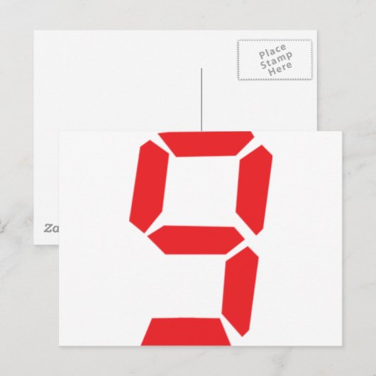 9 negen digitale wekker briefkaart (Voorkant / Achterkant)