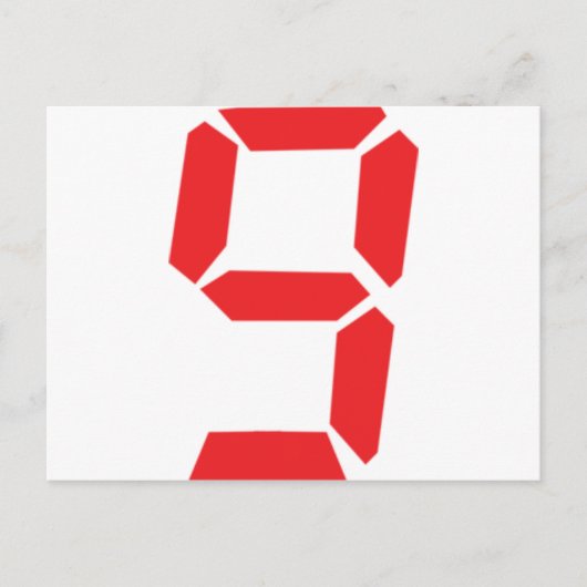 9 negen digitale wekker briefkaart (Voorkant)