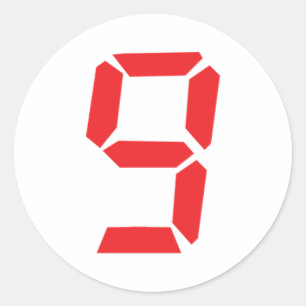 9 negen digitale wekker ronde sticker