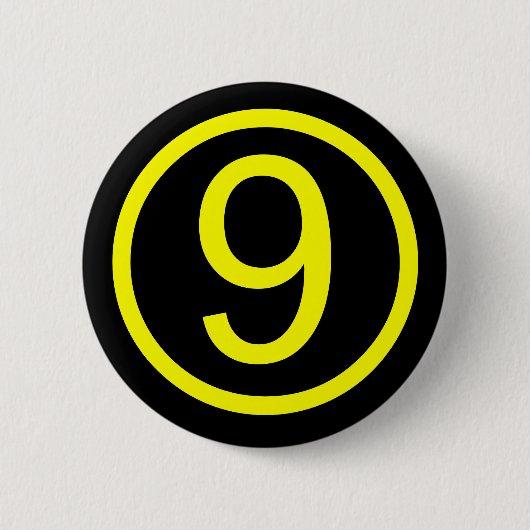 9 - nummer negen ronde button 5,7 cm (Voorkant)