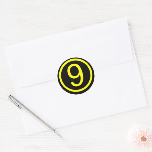 9 - Nummer negen Ronde Sticker (Envelop)