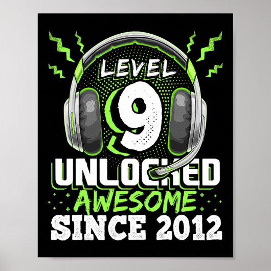 9 Ontgrendeld Geweldige 2012 Video Game 9th Birthd Poster (Voorkant)