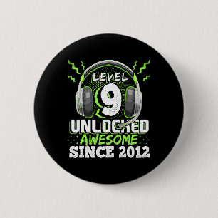 9 Ontgrendeld Geweldige 2012 Video Game 9th Birthd Ronde Button 5,7 Cm