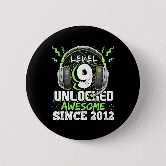 9 Ontgrendeld Geweldige 2012 Video Game 9th Birthd Ronde Button 5,7 Cm (Voorkant)