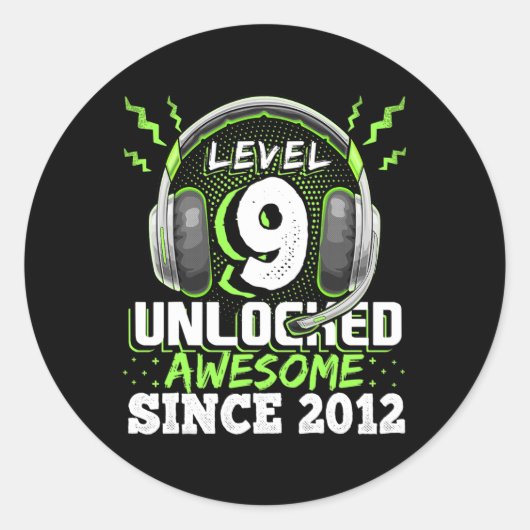 9 Ontgrendeld Geweldige 2012 Video Game 9th Birthd Ronde Sticker (Voorkant)