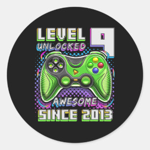 9 Ontgrendeld Geweldige 2013 Video Game 9th Birthd Ronde Sticker