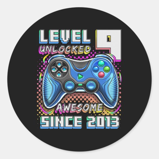 9 Ontgrendeld Geweldige 2013 Video Game 9th Birthd Ronde Sticker (Voorkant)