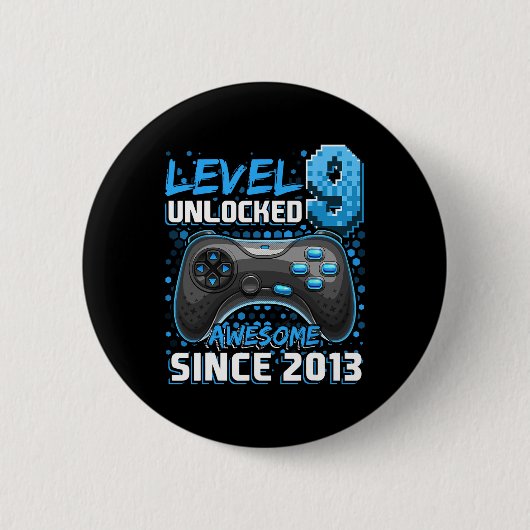 9 Ontgrendeld Geweldige 2013 Videospel 9e Verjaard Ronde Button 5,7 Cm (Voorkant)