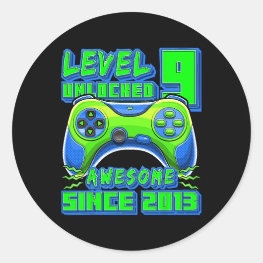 9 Ontgrendeld Geweldige 2013 Videospel 9e Verjaard Ronde Sticker (Voorkant)