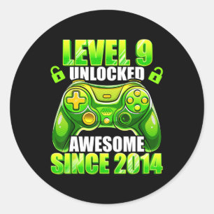 9 Ontgrendeld Geweldige 2014 Video Game 9th Birthd Ronde Sticker
