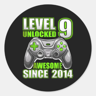 9 Ontgrendeld Geweldige 2014 Video Game 9th Birthd Ronde Sticker