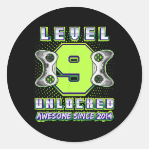 9 Ontgrendeld Geweldige 2014 Video Game 9th Birthd Ronde Sticker