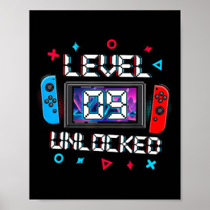 9 Ontgrendelde Gamer 9e Verjaardag Gift Video Game Poster