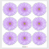 9 Paarse Gerber Daisy Flower Kiss-Cut Stickers (Vel)