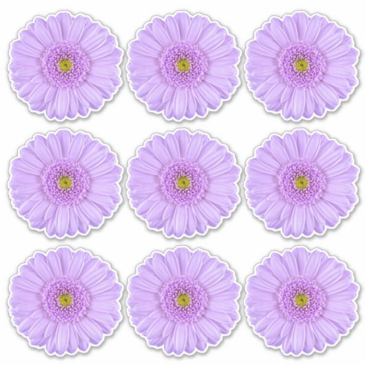 9 Paarse Gerber Daisy Flower Kiss-Cut Stickers (Voorkant)