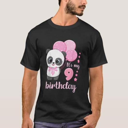 9 Panda K Ballonnen Het Is Mijn 9e T-shirt (Voorkant)