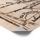 9 Panel Sepia Version de L'Isle Wereldkaart Lijst  Poster (Hoek)