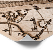 9 Panel Sepia Version de L'Isle Wereldkaart Lijst  Poster (Hoek)