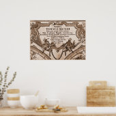 9 Panel Sepia Version de L'Isle Wereldkaart Lijst  Poster (Keuken)